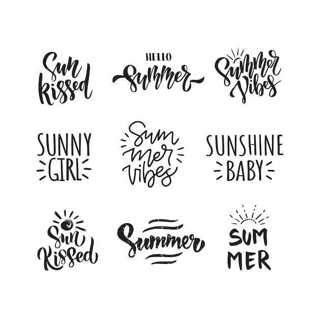 Vector summer vibes vector quotes hand drawn black lettering illustration isolated on white background sun print for t shirt design greeting card poster sticker flyer tag banner