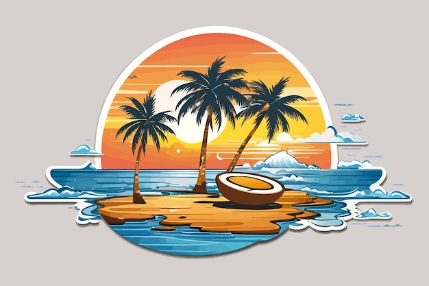 summer water beach island round