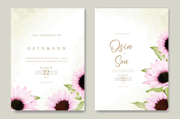 summer watercolor chrysanthemum flower card set