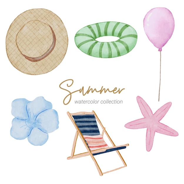 summer watercolor element collection