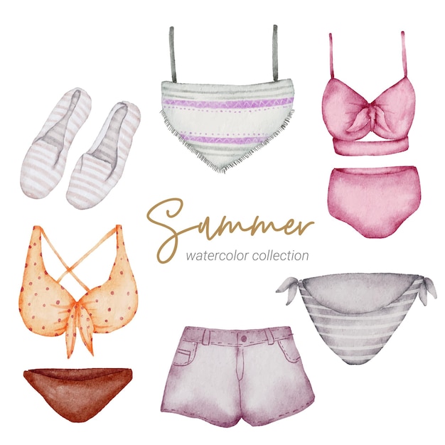 summer watercolor element collection