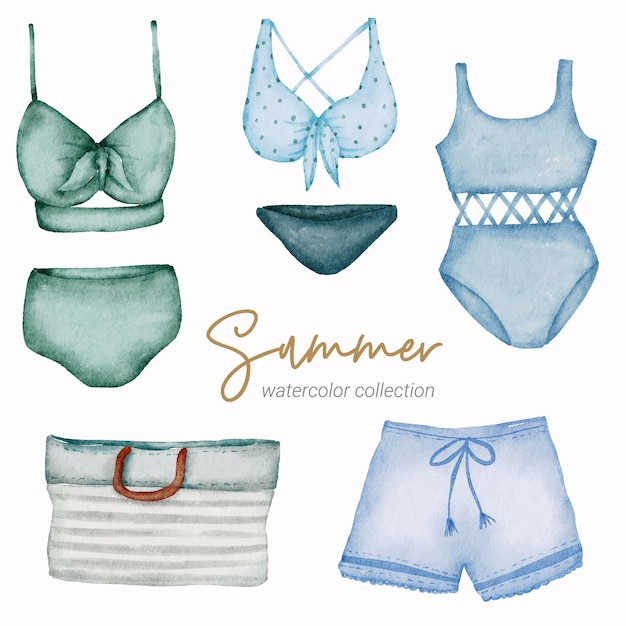 summer watercolor element collection