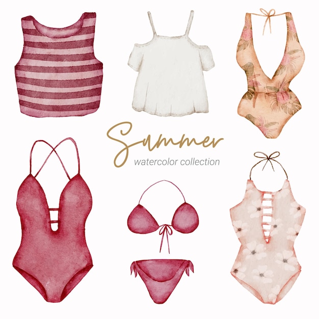 summer watercolor element collection