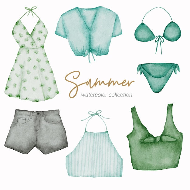 summer watercolor element collection