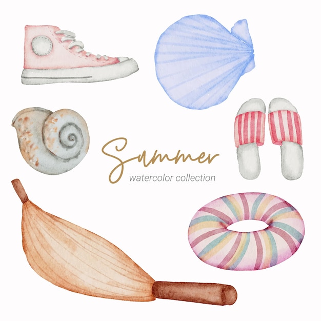 summer watercolor element collection