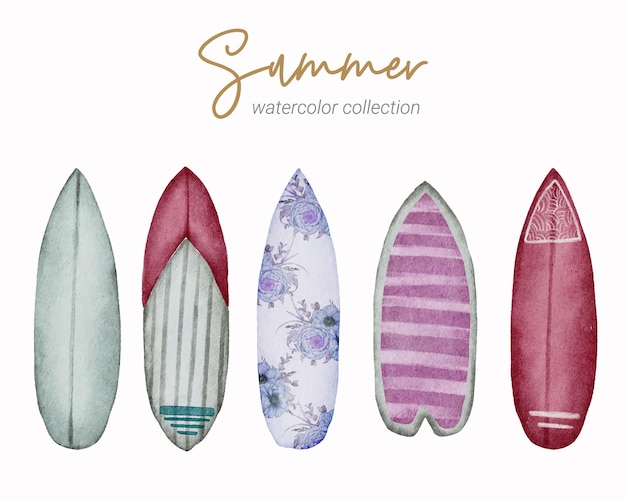 summer watercolor element collection