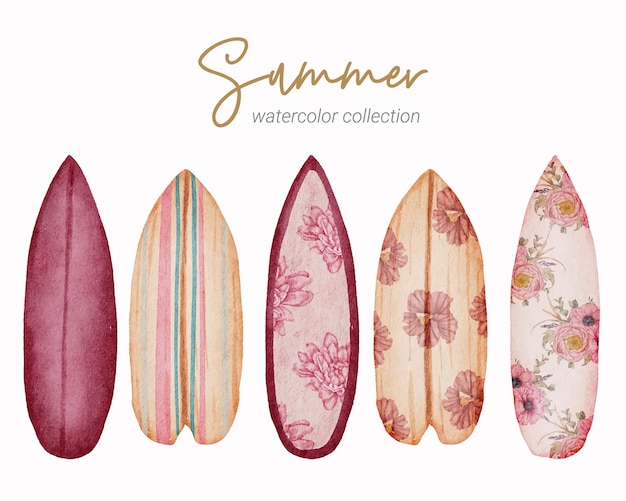 summer watercolor element collection