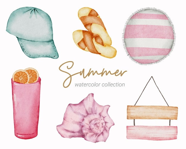 summer watercolor element collection