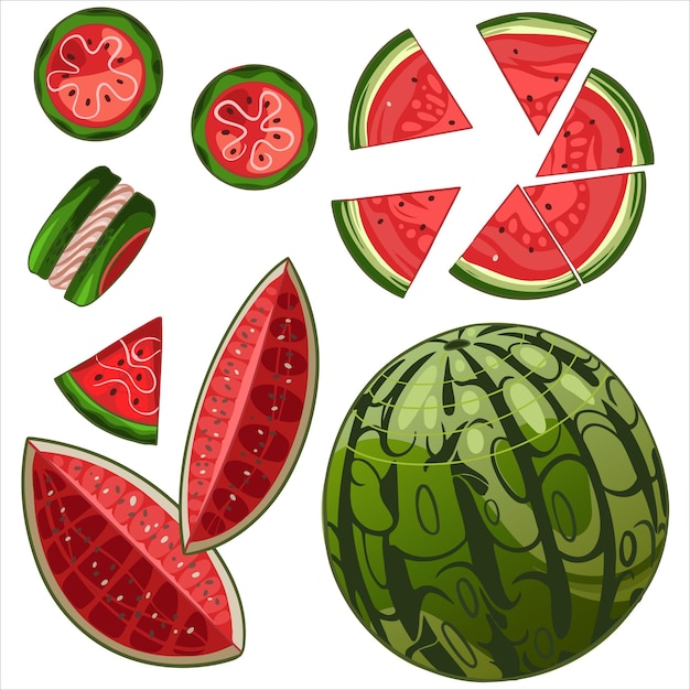 Summer watermelon Slices and various desserts with watermelon