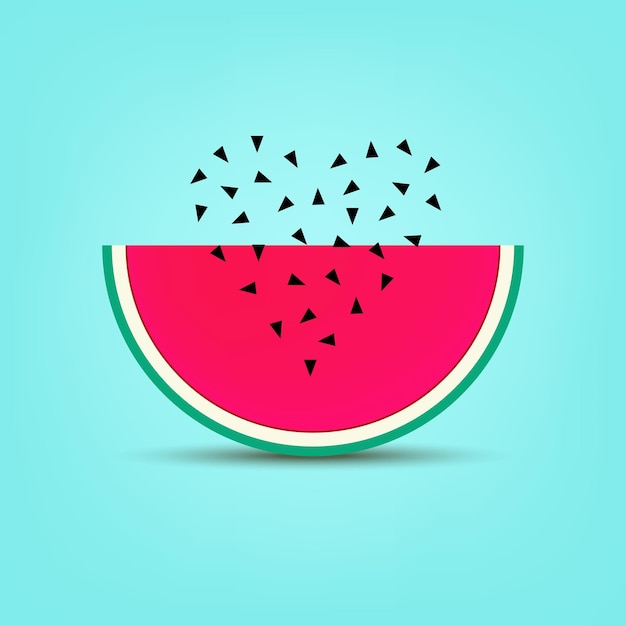 Summer watermelon vector banner card print sticker greeting cards with seed heart