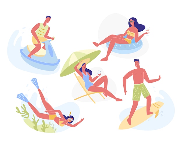 Vector summertime leisure and holiday activities set