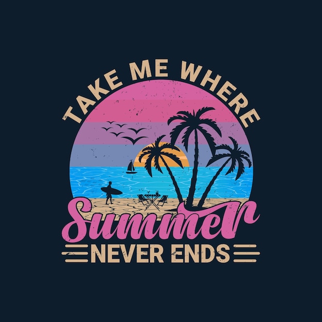 Summertime retro vintage summer tshirt Design