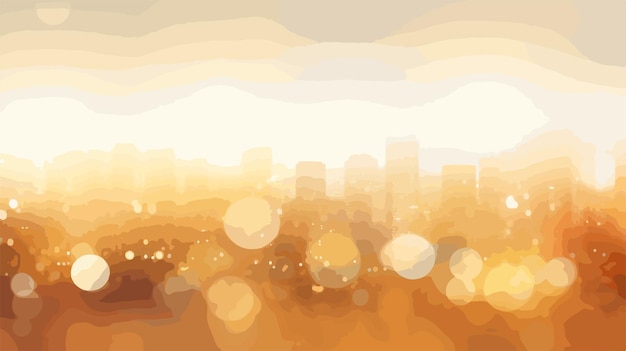 Vector summertime sun blur golden hour hot sky at sunset with city silhouette