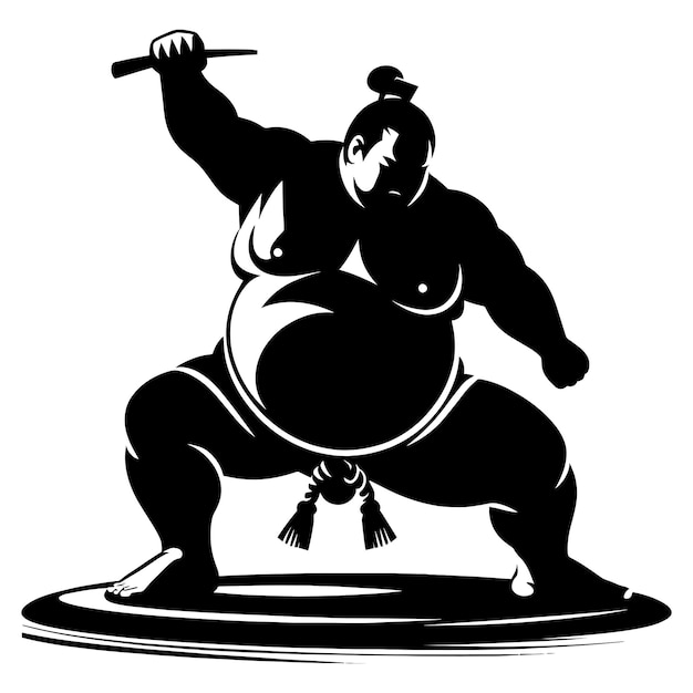 Vector sumo fight silhouette vector illustration isolated on a white background