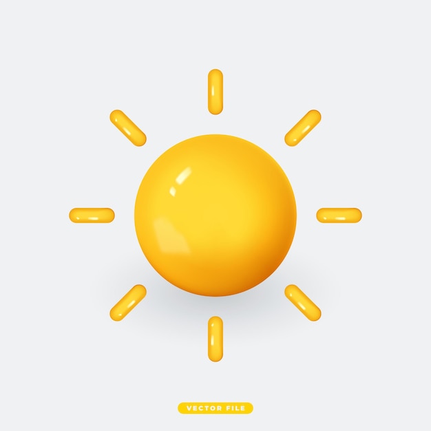 Sun 3D Realistic Weather Icon Isolated Vector Illustration Realistic 3D icon design for mobile app and website