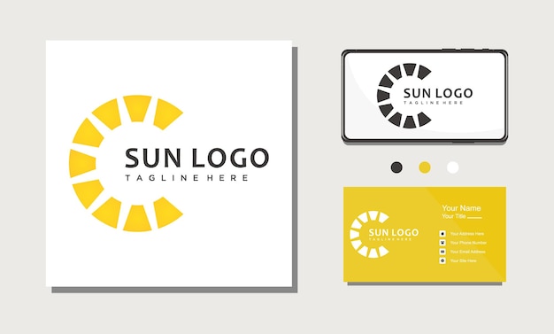 Sun abstract circle minimalist logo design vector with shine bright template