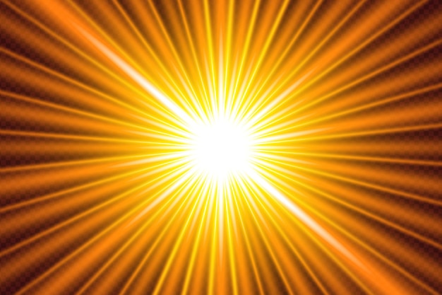 Sun blast effect with golden light lens flare black background.