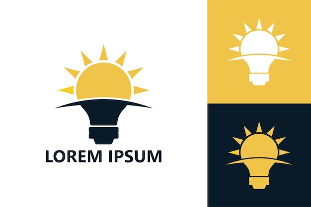 Sun bulb creative logo template design vector