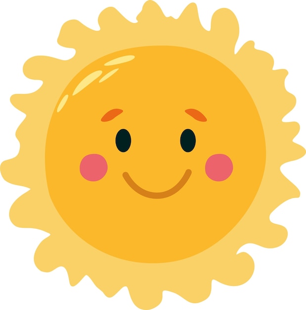 Sun cartoon flat style Children s style Vector