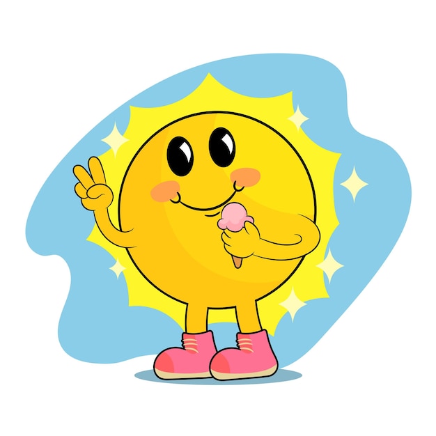 Sun Cartoon happy face Sun character