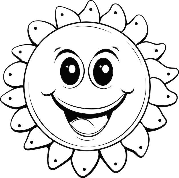 Sun Cartoon Vector Coloring Page