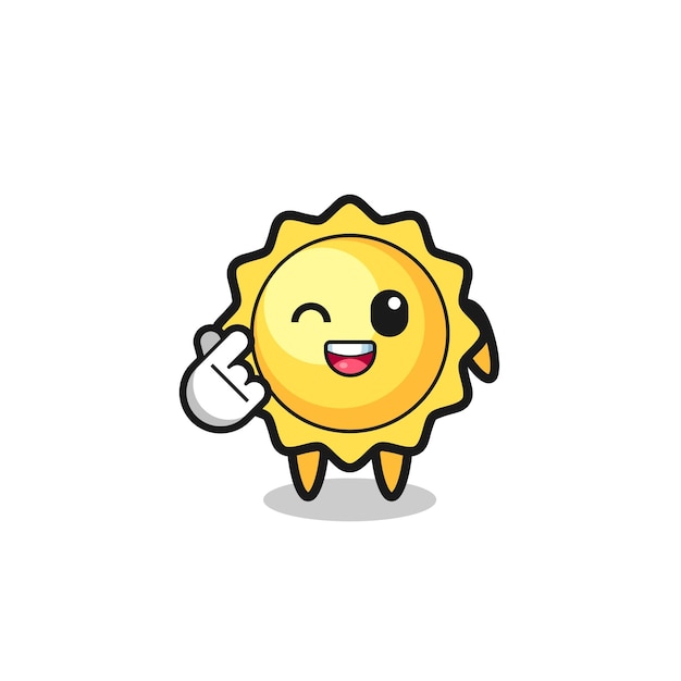 Sun character doing Korean finger heart