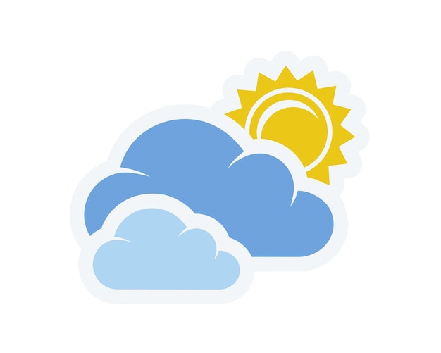 Sun and cloud icon on background for graphic and web design