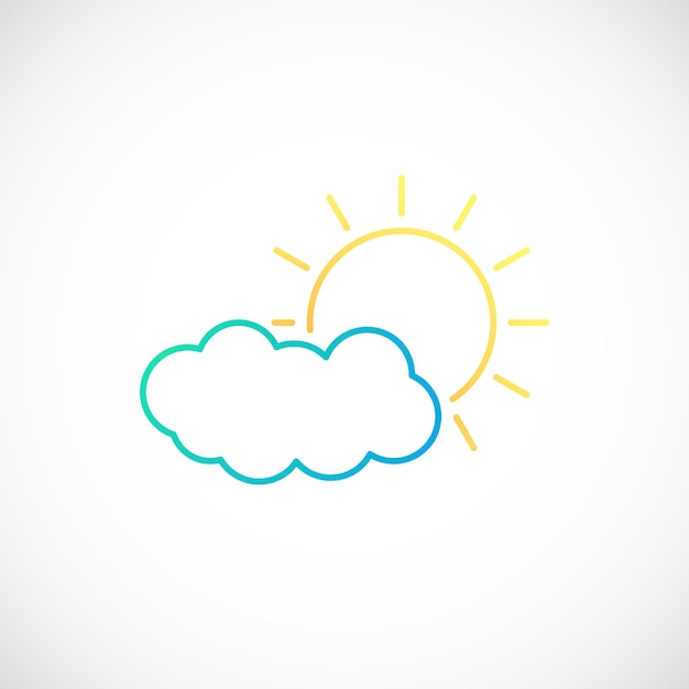 Sun and cloud icon in line style