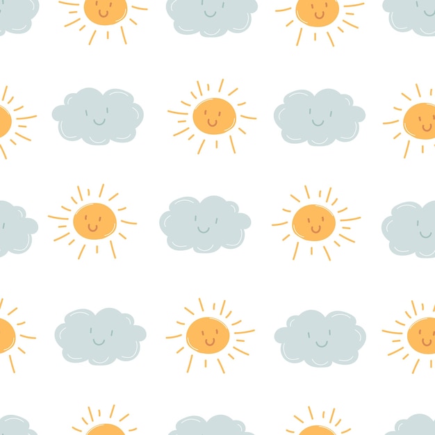 sun cloud sky seamless pattern childish cute pattern sky baby background Stock vector