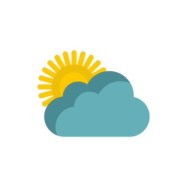 Sun and clouds icon in flat style on a white background