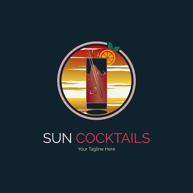 sun cocktails pub bar logo template design for brand or company and other