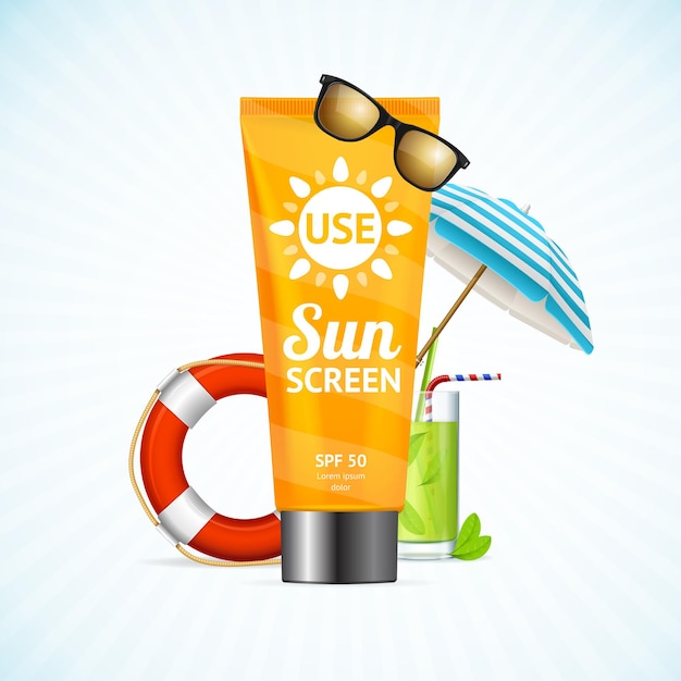 Sun Cream Summer Travel Concept Vector