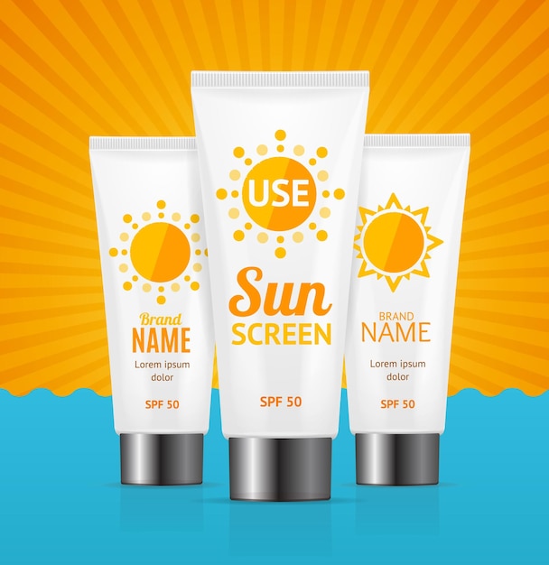 Sun Cream Summer Travel Concept Vector