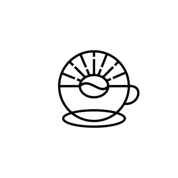 sun cup, sunrise tea, sunset coffee logo. line logo icon design for cafe, restaurant, etc.