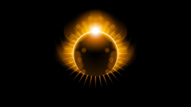 Sun Eclipse Fire Dark Background Vector Moon Design Style Space Science Glow Light