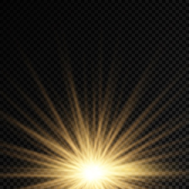 Sun explosion yellow glow lights sun rays flare special effect magic sparkles golden star