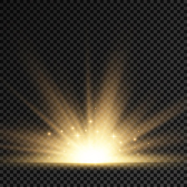 sun explosion, yellow glow lights, sun rays, flare special effect, magic sparkles, golden star