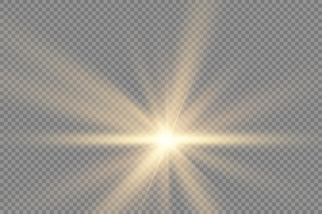 Sun explosion yellow glow lights sun rays flare special effect magic sparkles golden star