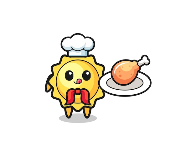 Sun fried chicken chef cartoon character , cute design