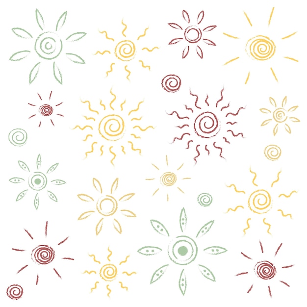 Vector sun hand drawn vector pattern