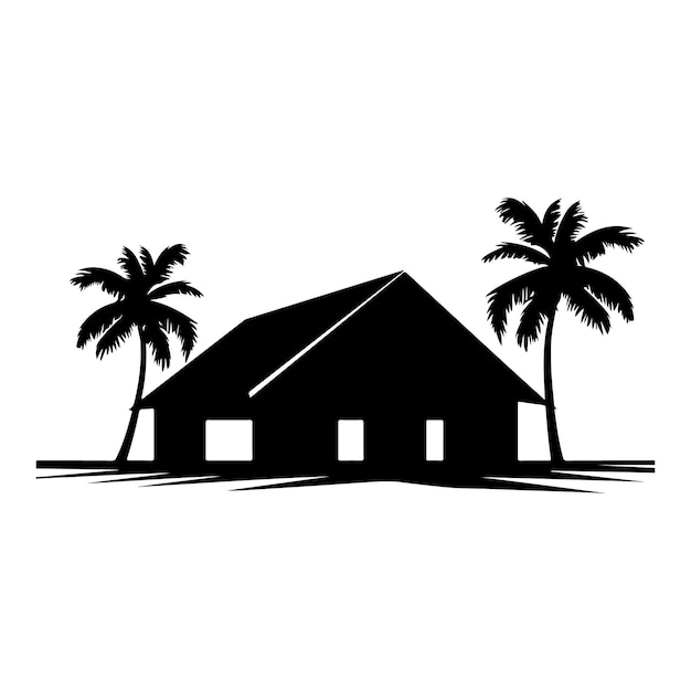 Sun Hut Silhouette clipart on a white background