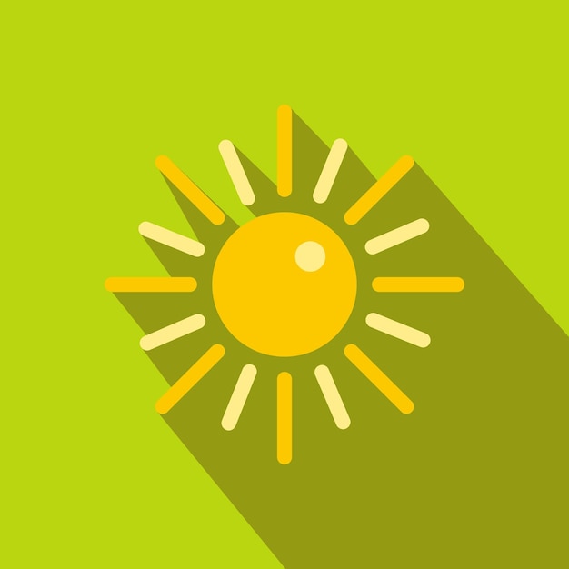 Sun icon in flat style on a green background