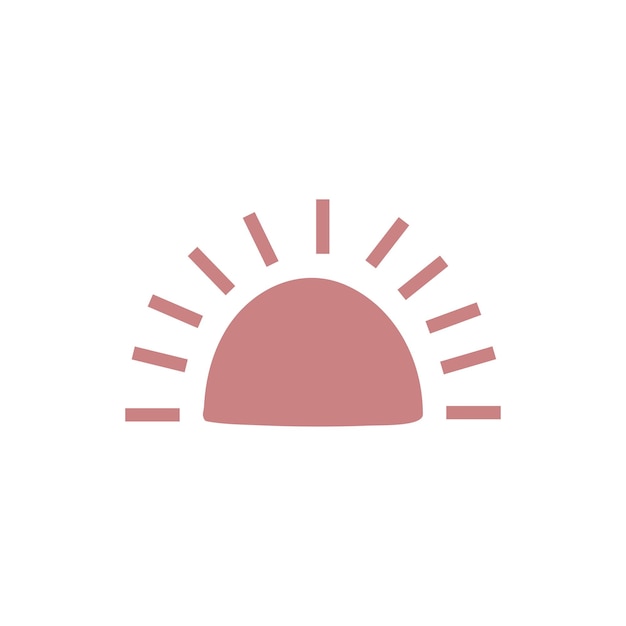 Sun icon isolated on white background cute boho illustration