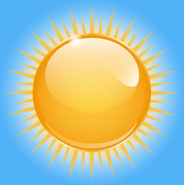 Sun icon vector on blue background