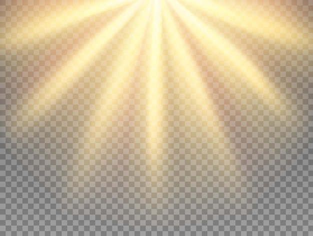 Sun light rays on transparent background sunlight