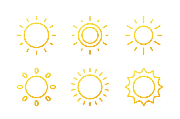 Sun line icons set on white