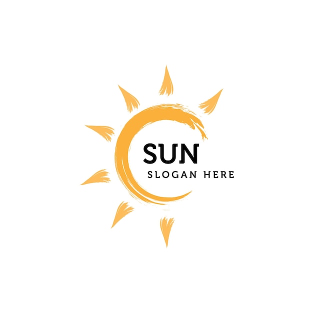 Sun logo design paint brush stroke icon sign symbol vector template