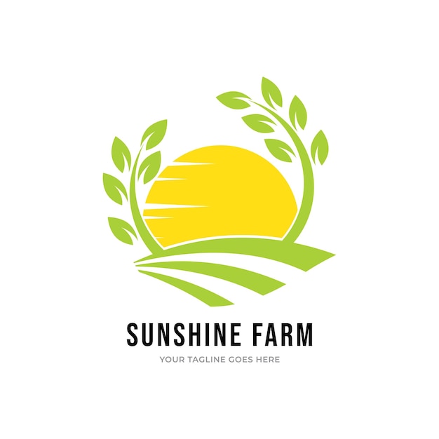 Sun logo design at sunrise or sunset. Bright sunshine logo in the morning or twilight.