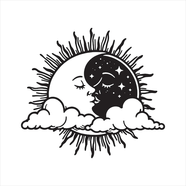 Vector sun and moon svg