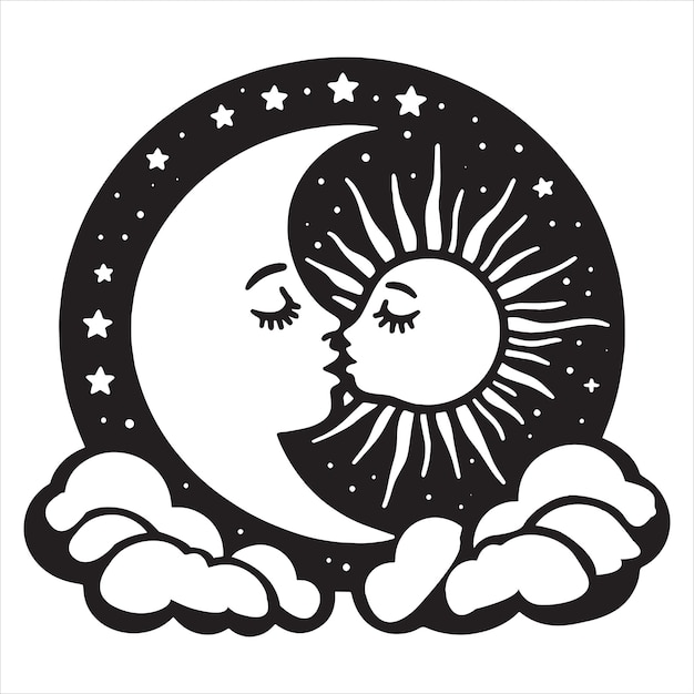 Vector sun and moon svg